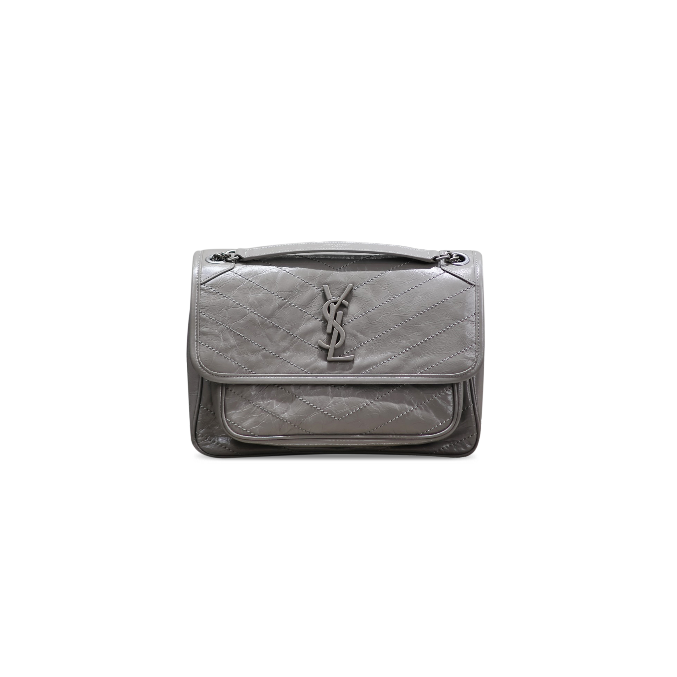 YSL NIKI MEDIUM CHAIN BAG IN CRINKLED VINTAGE LEATHER 633158 (28*20*8.5cm)